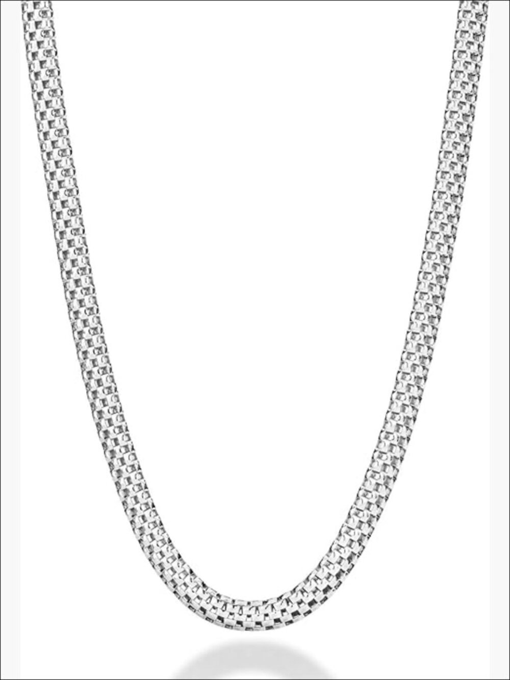 925 Sterling Silver Italian 4mm Mesh Link Chain Necklace for Women